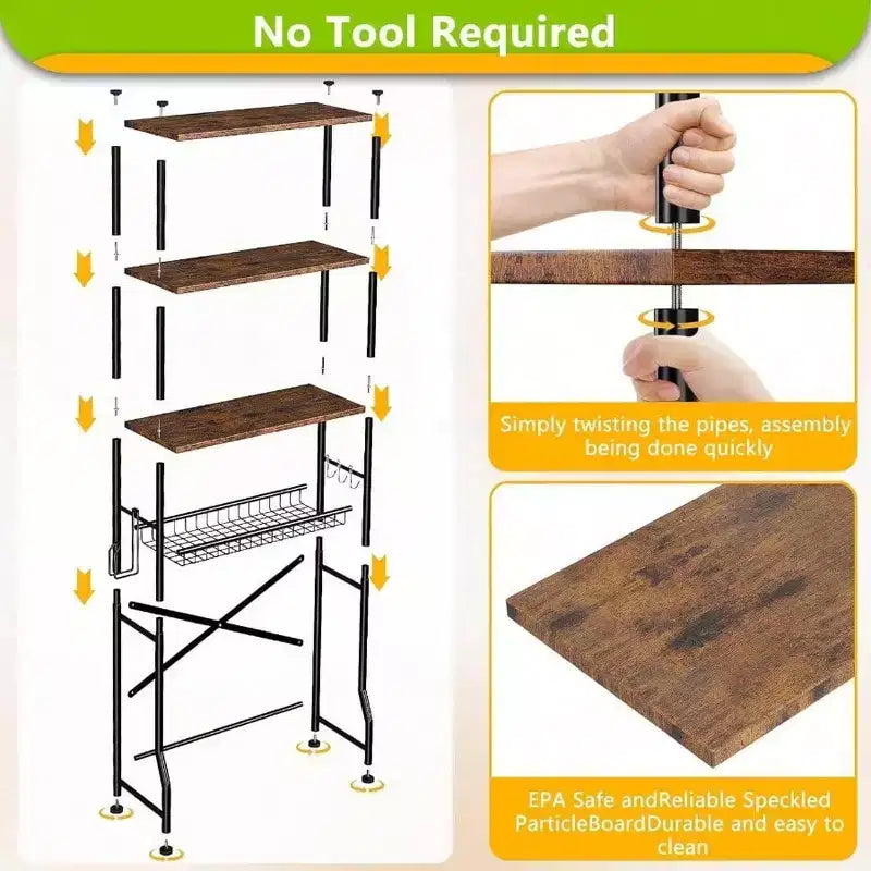 Étagère de rangement de toilette - Meuble de rangement de salle de bain à 4 niveaux