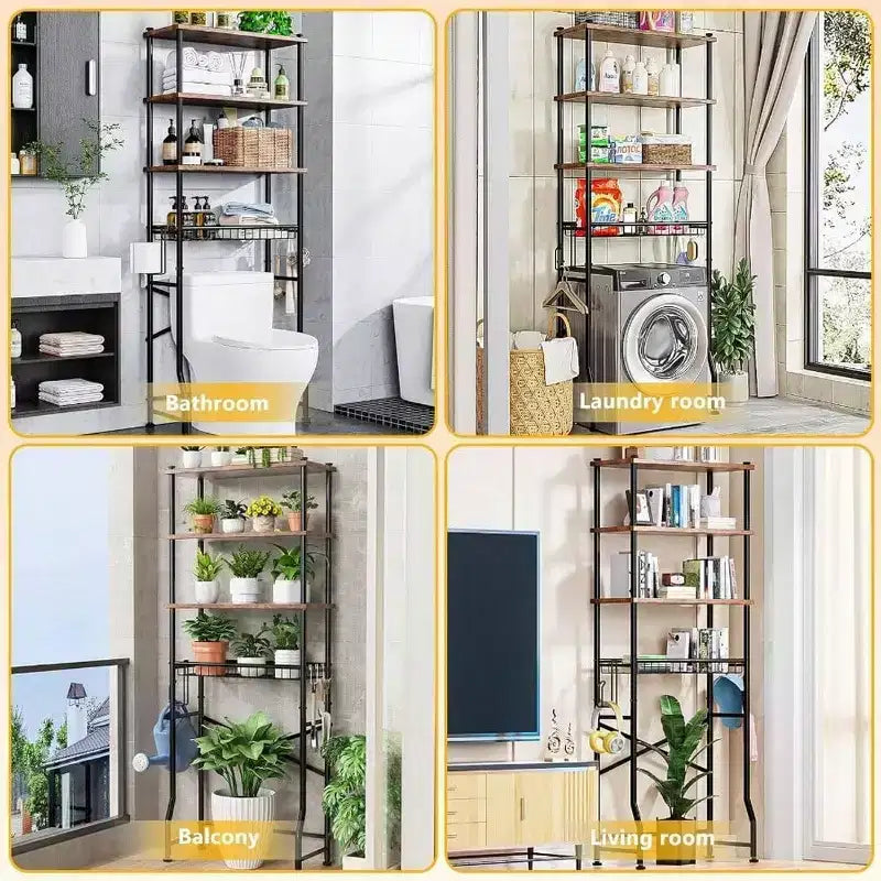 Étagère de rangement de toilette - Meuble de rangement de salle de bain à 4 niveaux