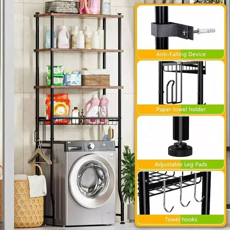 Étagère de rangement de toilette - Meuble de rangement de salle de bain à 4 niveaux