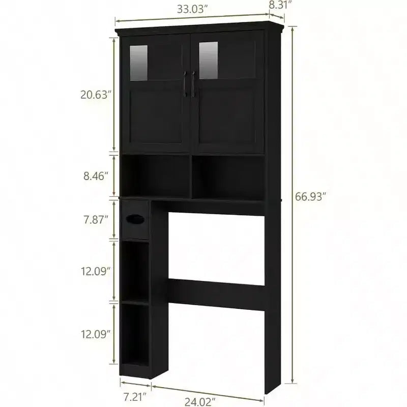 Meuble de rangement pour toilettes avec deux portes et dérouleur de papier toilette