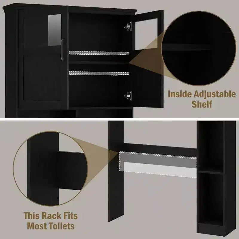 Meuble de rangement pour toilettes avec deux portes et dérouleur de papier toilette