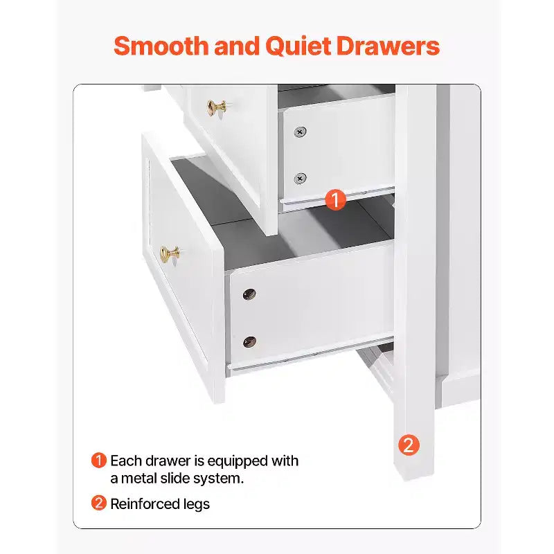 Commode à 9 tiroirs ; Commode en bois avec dispositif coulissant et anti-basculement