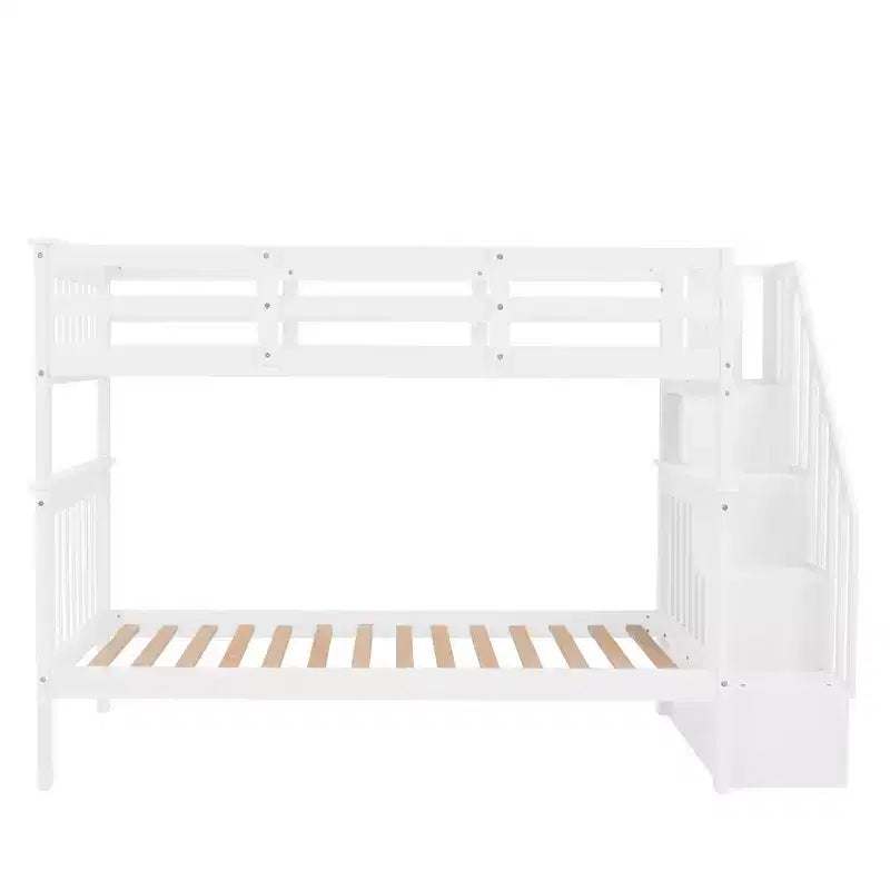 Lit superposé avec escalier, format simple sur simple
