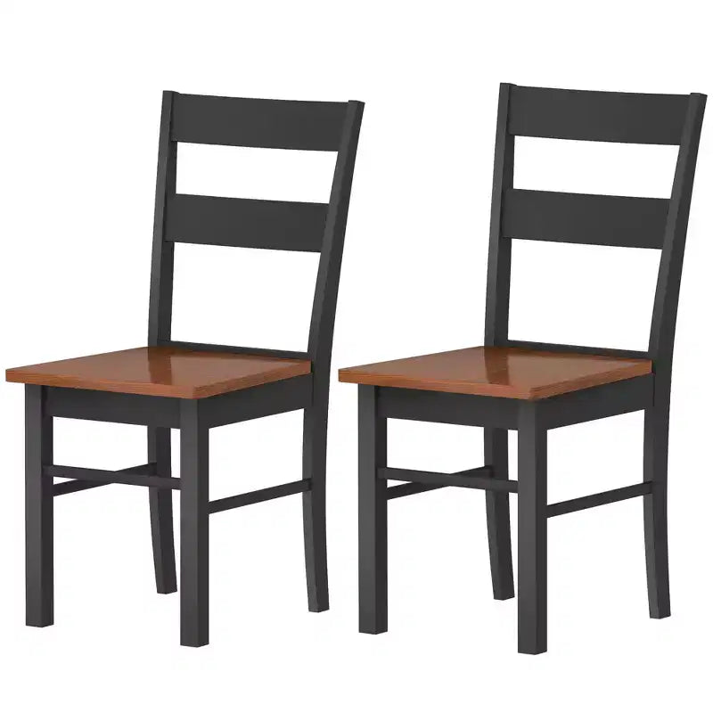 Farmhouse Dining Table Chairs; Set of 2 Rubber Wood Kitchen Table Chairs with Open Back for Living Room