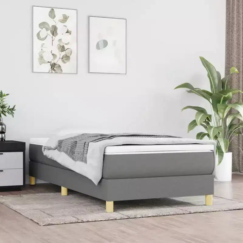 Bed Frame Dark Grey Fabric (100% polyester); plywood; engineered wood