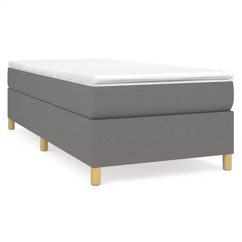 Cadre de lit sommier tapissier gris foncé jumeau XL en tissu