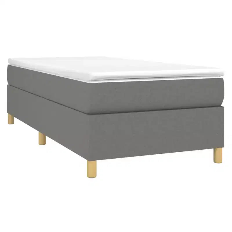Cadre de lit sommier tapissier gris foncé jumeau XL en tissu