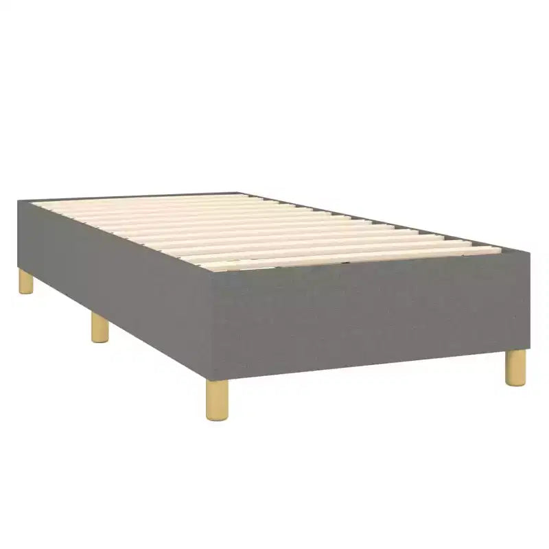 Cadre de lit sommier tapissier gris foncé jumeau XL en tissu