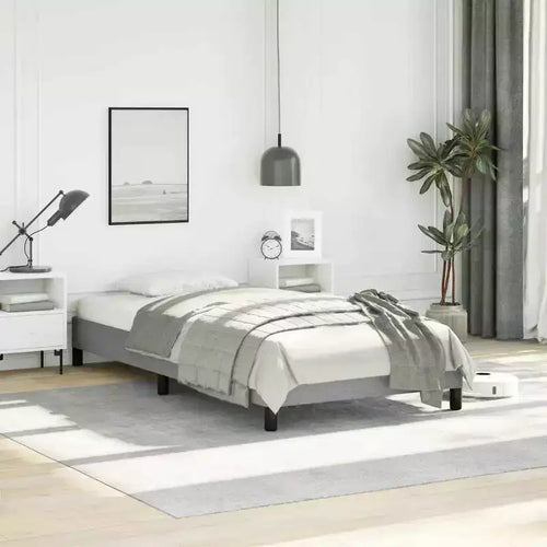 Bed Frame Light Grey Polyester; Plywood; Engineered wood Twin XL
