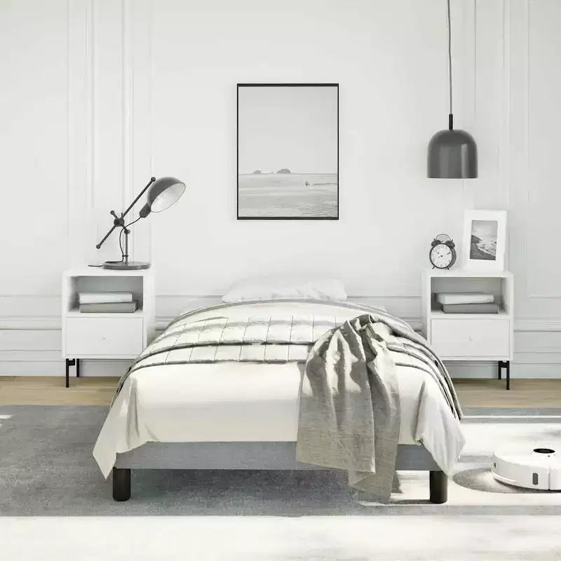 Cadre de lit en polyester gris clair; Contreplaqué; Bois manufacturé Twin XL