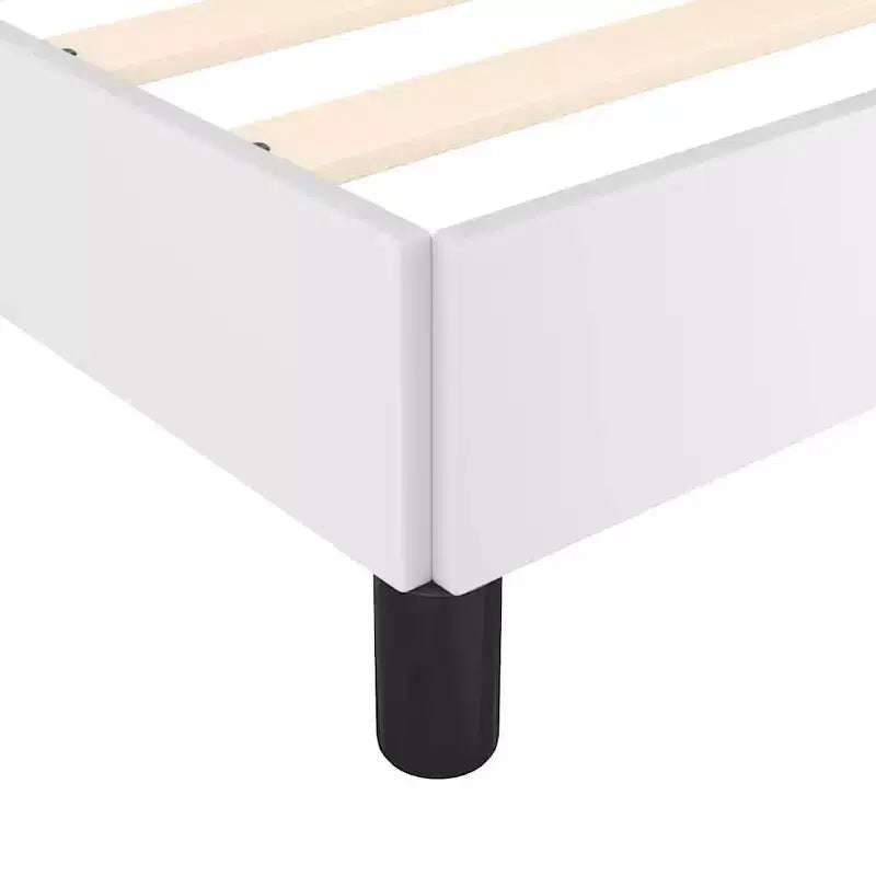 Cadre de lit avec tête de lit en similicuir blanc ; contreplaqué ; bois d'ingénierie