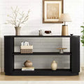 58.9 Modern Entryway Console Table; Slim Sofa Table with Open Shelf; Wood Grain Finish Hallway Table for Living Room - Panipeachy