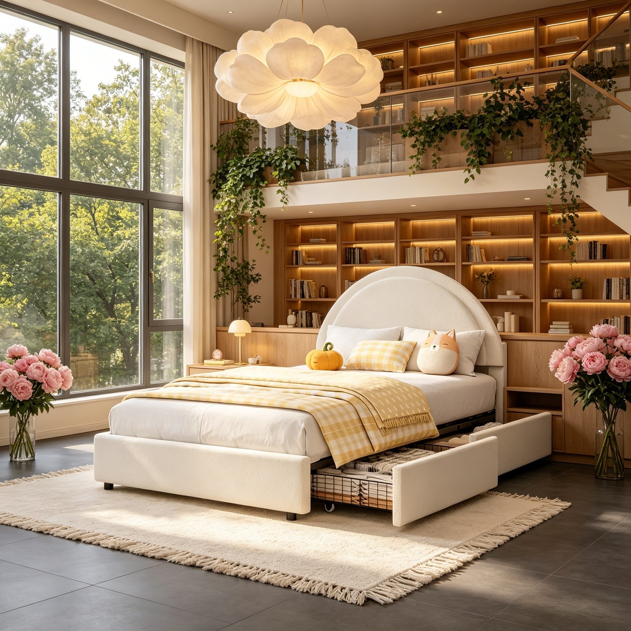 Tiroirs de Rangement pour Lit en Boucle ; Lit Plateforme Rembourré Doux
