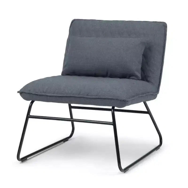25" Cohan Accent Chair with Lumbar Pillow Gray - Wyndenhall: Contemporary Armless Upholstered Seat; Metal Frame