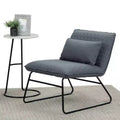 Fauteuil d'appoint avec coussin lombaire gris, assise capitonnée contemporaine sans accoudoirs