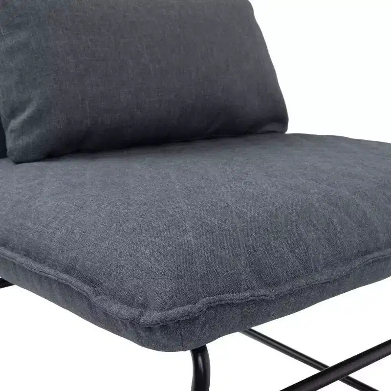 Fauteuil d'appoint avec coussin lombaire gris, assise capitonnée contemporaine sans accoudoirs
