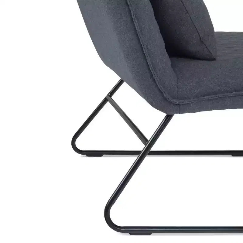 Fauteuil d'appoint avec coussin lombaire gris, assise capitonnée contemporaine sans accoudoirs
