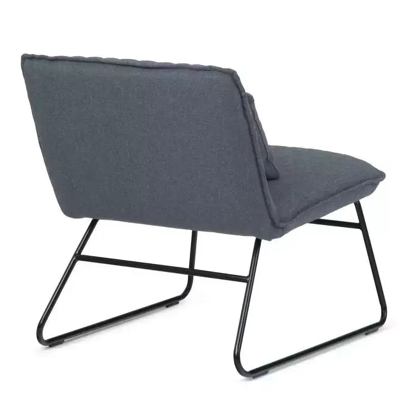 Fauteuil d'appoint avec coussin lombaire gris, assise capitonnée contemporaine sans accoudoirs