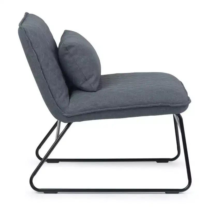 Fauteuil d'appoint avec coussin lombaire gris, assise capitonnée contemporaine sans accoudoirs