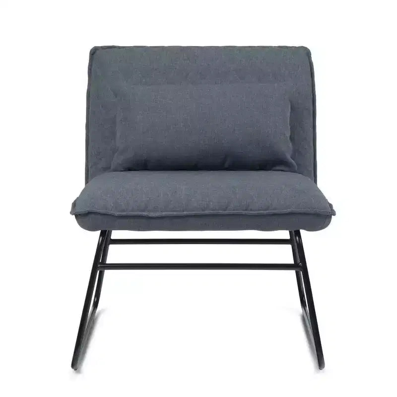 Fauteuil d'appoint avec coussin lombaire gris, assise capitonnée contemporaine sans accoudoirs