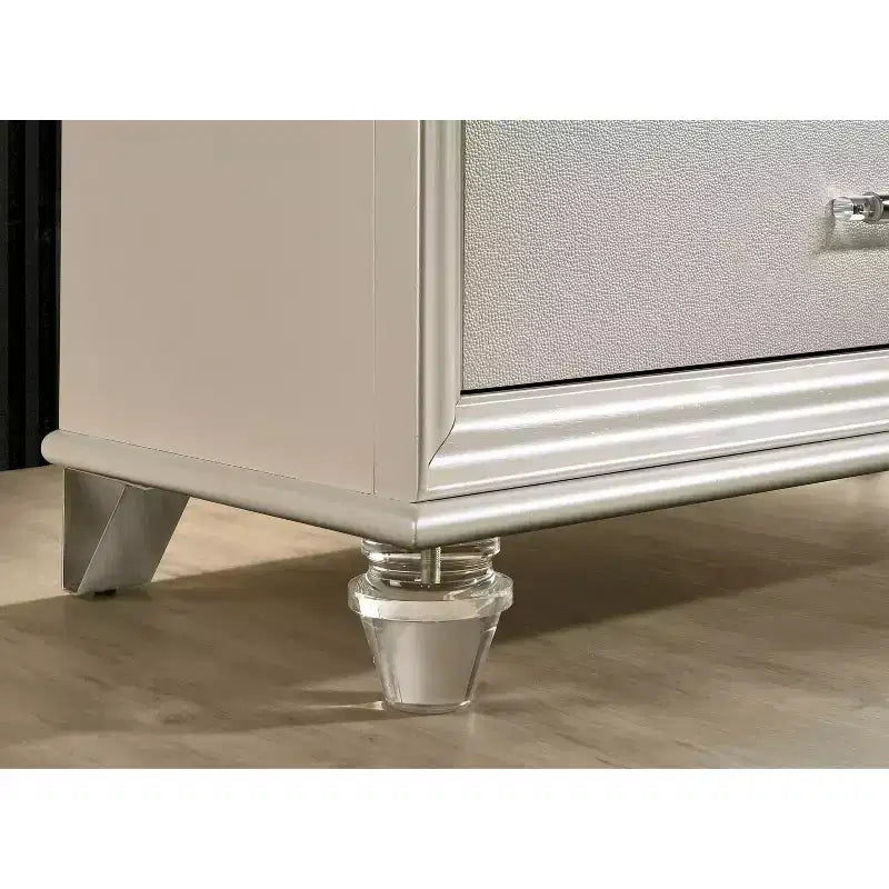 Table de chevet 2 tiroirs Granit Blanc Perle