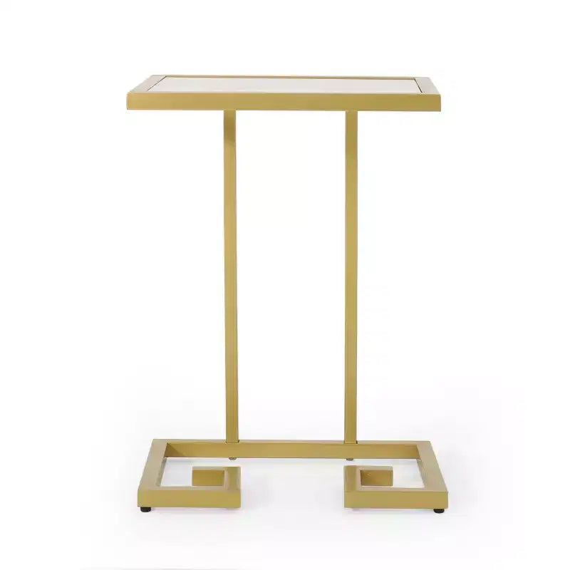 Hickson Modern Glam C Shaped End Table Gold - Christopher Knight Home: Sleek Side Table; Tempered Glass Top; Iron Frame