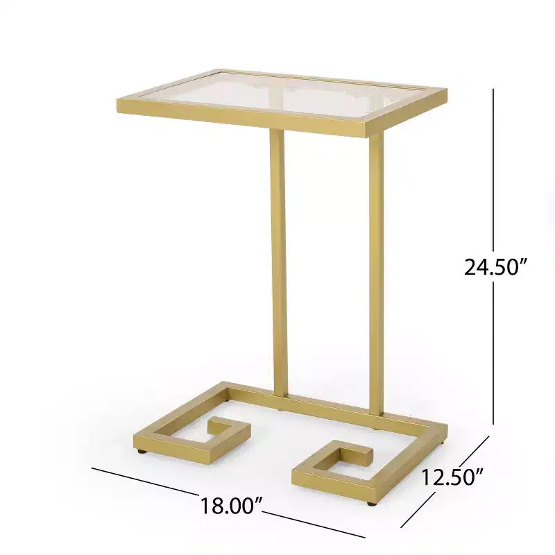 Table d'appoint en C, style glamour moderne, plateau en verre trempé