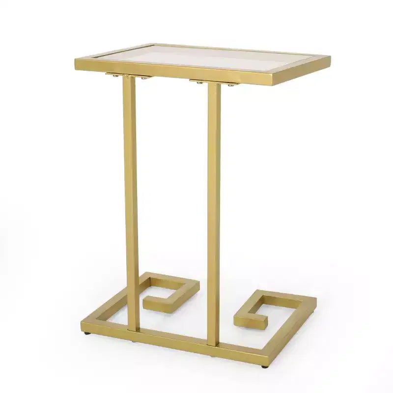 Table d'appoint en C, style glamour moderne, plateau en verre trempé