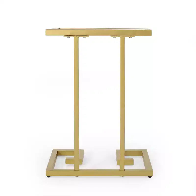 Table d'appoint en C, style glamour moderne, plateau en verre trempé