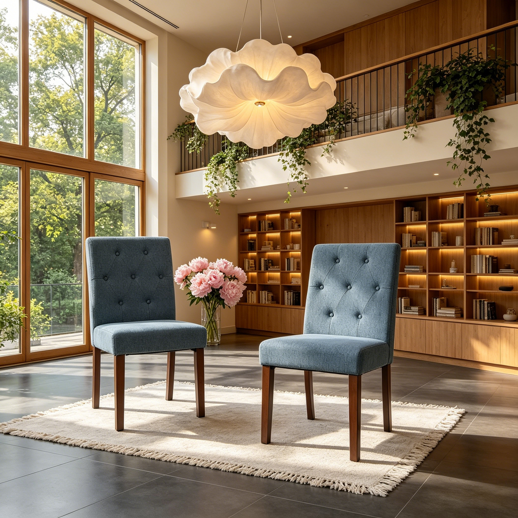 Chaises de salle à manger capitonnées, chaise de cuisine avec dossier capitonné en tissu moderne, chaise d'appoint