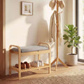 Banc Porte-Chaussures en Bambou avec Étagère et Siège Rembourré