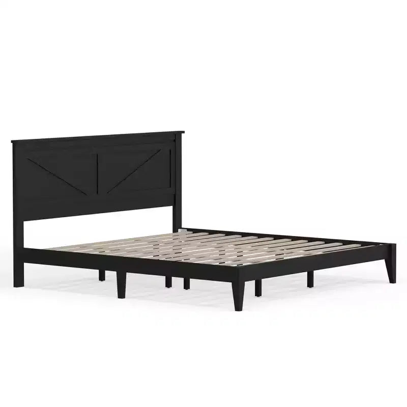 Lit plateforme en bois massif de style ferme