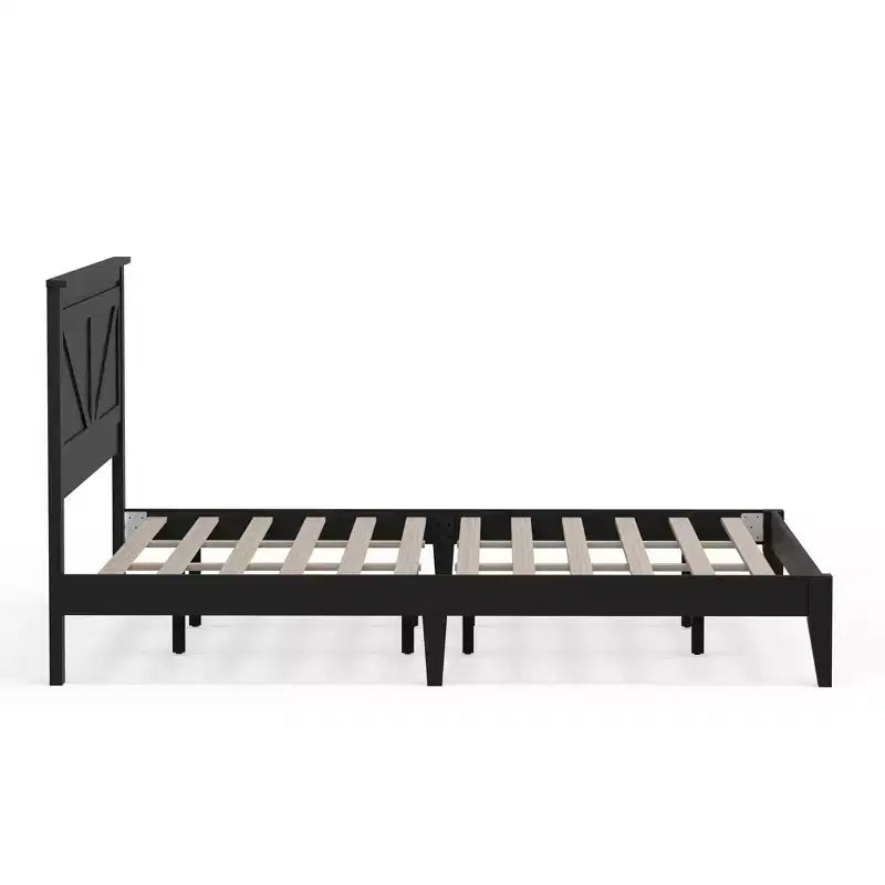 Lit plateforme en bois massif de style ferme