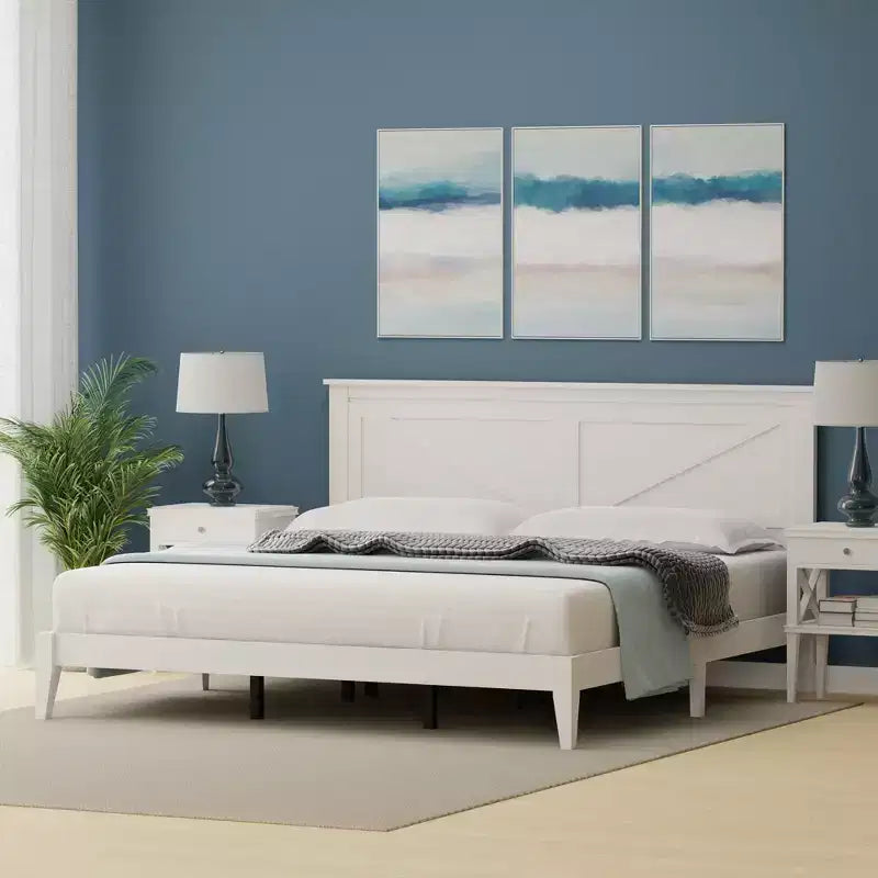Lit plateforme en bois massif de style ferme