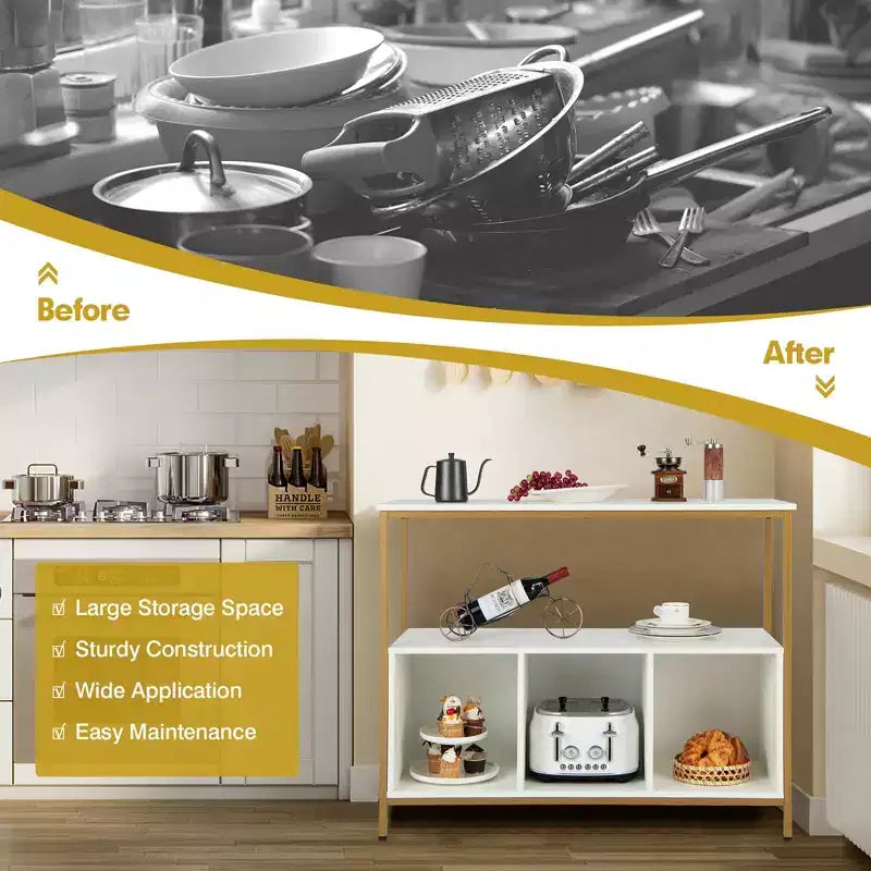 Buffet Bahut Meuble de Rangement de Cuisine Étagère Ouverte