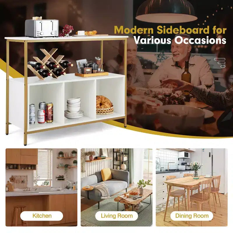 Buffet Bahut Meuble de Rangement de Cuisine Étagère Ouverte