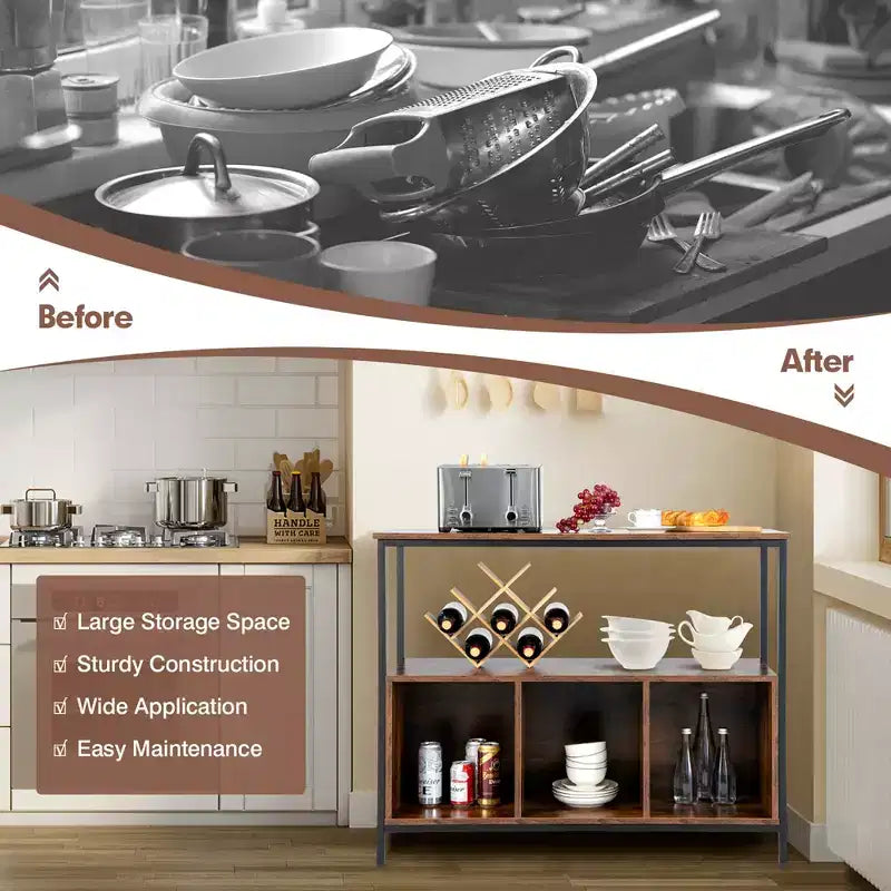 Buffet Bahut Meuble de Rangement de Cuisine Étagère Ouverte