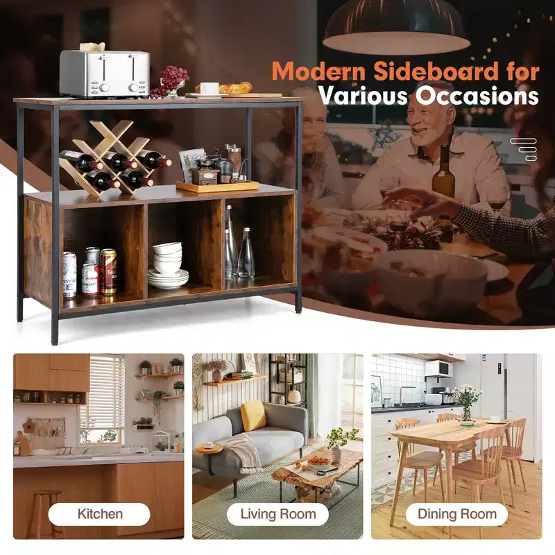 Buffet Bahut Meuble de Rangement de Cuisine Étagère Ouverte