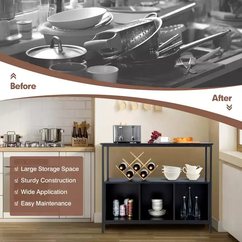 Buffet Bahut Meuble de Rangement de Cuisine Étagère Ouverte